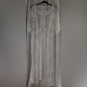 White Forgotten Grace mesh lace duster